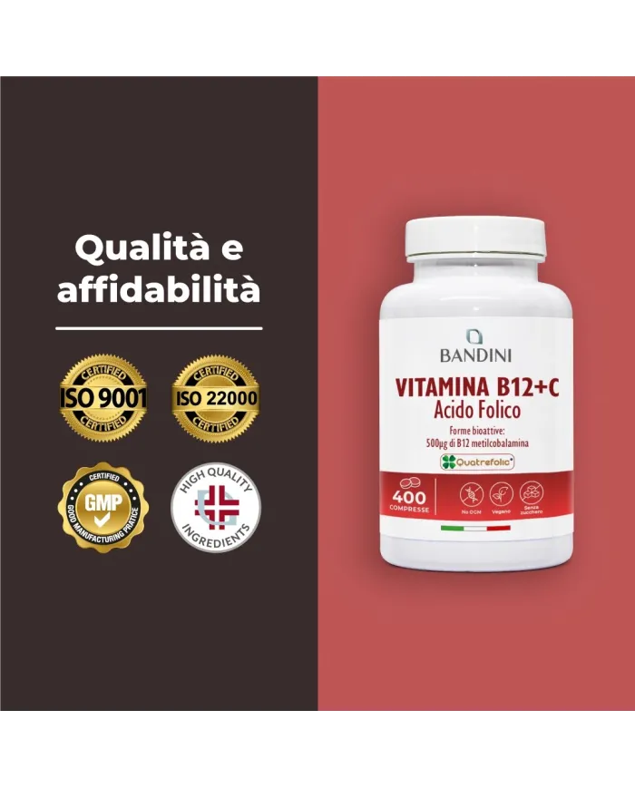 Vitamina B12 + Acido folico + Vitamina C - 400 compresse